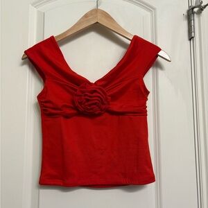 Red Rose Tank/off the shoulder crop top